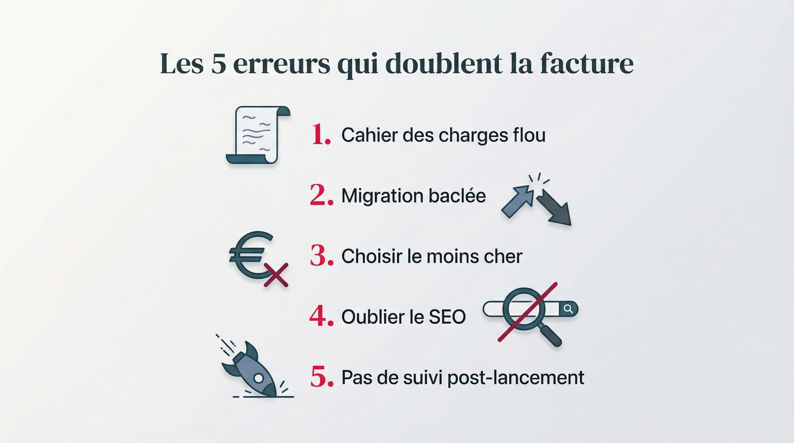 Les 5 erreurs qui doublent le coût d'une refonte de site web