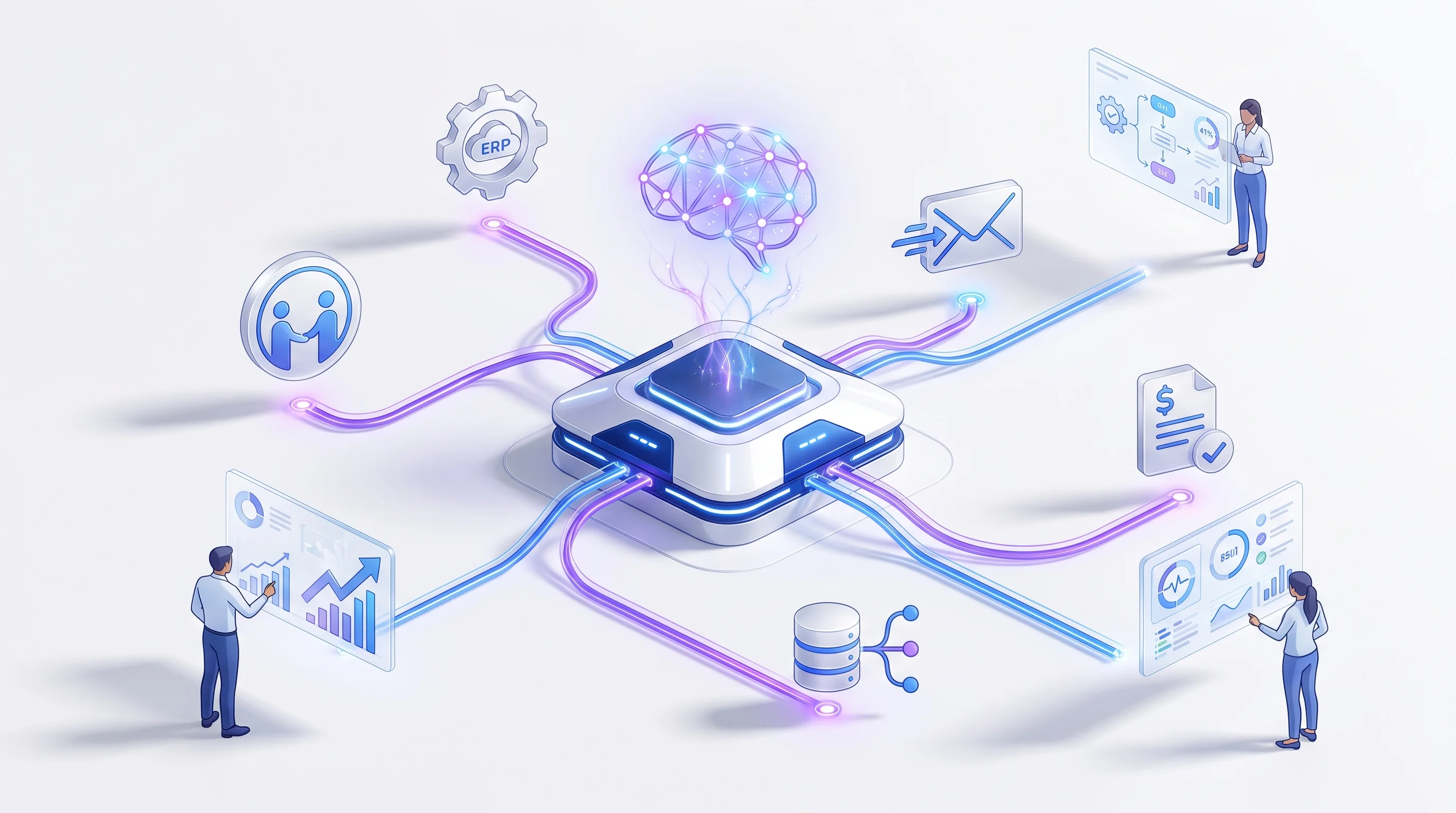 Intégration d'automatisations IA dans les outils métier à Lyon Intégrateur automatisation IA à Lyon — workflows intelligents connectés au CRM et à l'ERP par CZ Multimédia